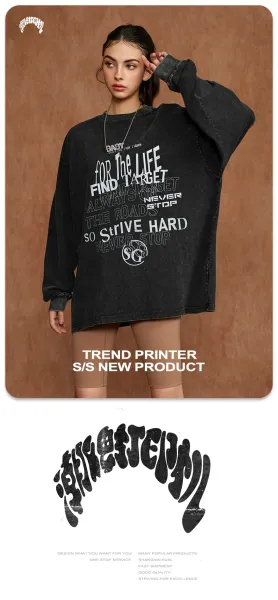 Design Long Sleeve Washed Denim T-Shirt Medium Gray - 6