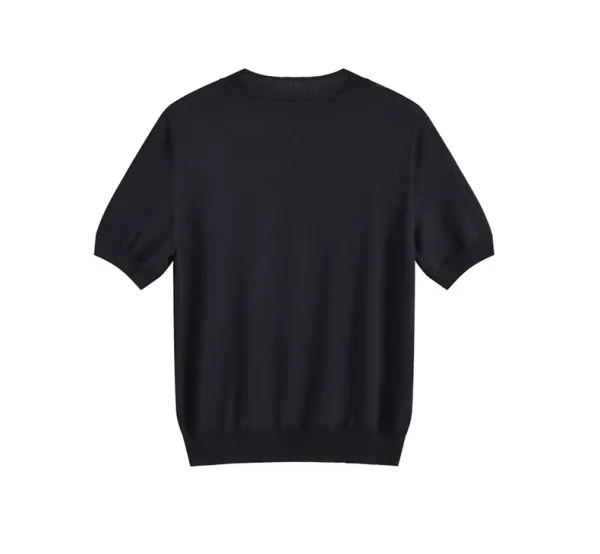 Design Floral Knit Short-Sleeve Sweater Black - 11