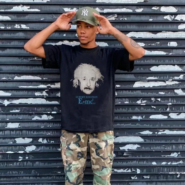 Design Albert Einstein E=mc² Graphic T-Shirt Black - 6