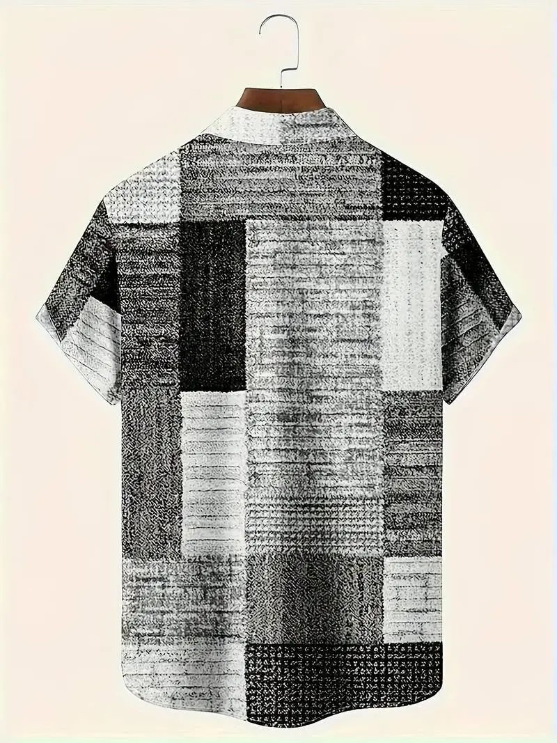 Design Patchwork Linen-Blend Shirt Green Beige Multicolor - 13