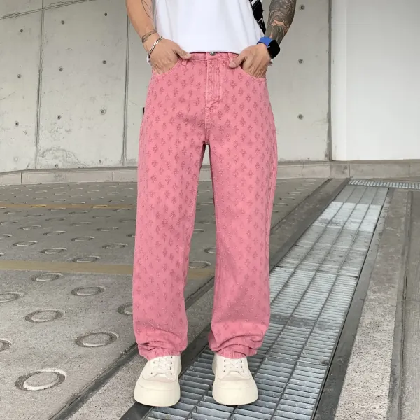 Design Pink Floral-Print Wide-Leg Jeans - 1