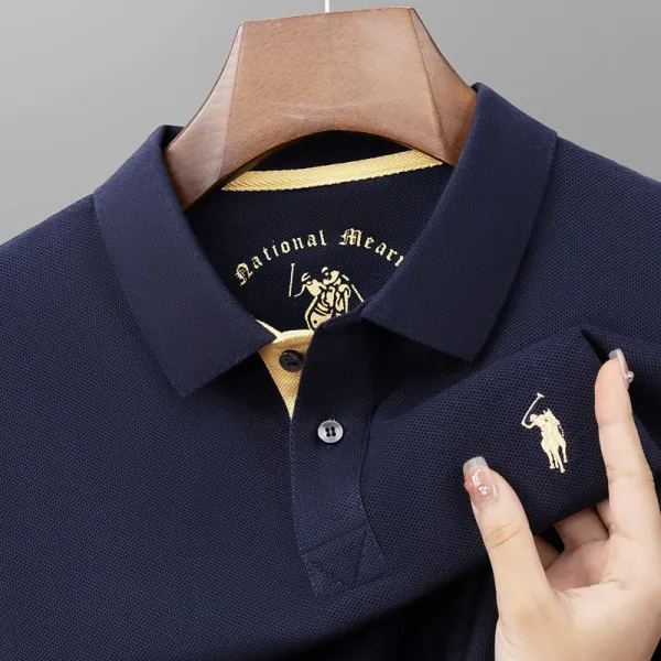 Polo Ralph Lauren Classic Fit Polo Navy with Gold Logo Tops.polo - 1