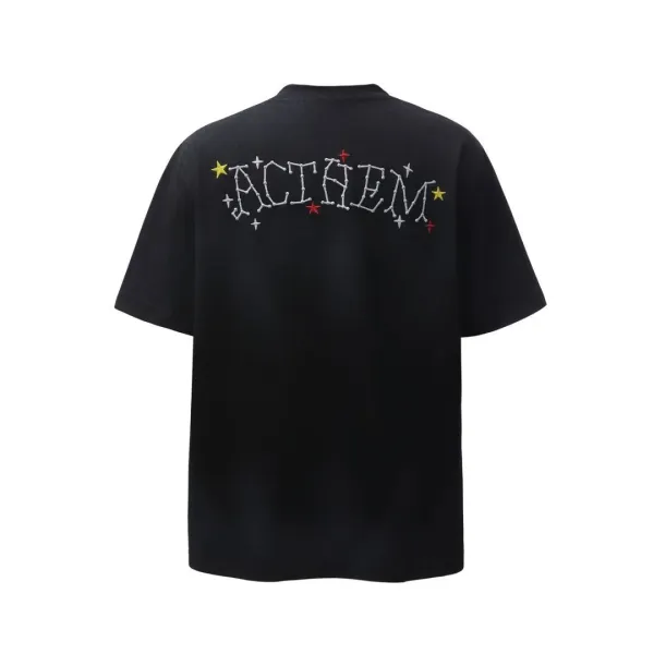 Design Ashrulem Star Constellation Embroidered Black T-Shirt T-Shirts - 6