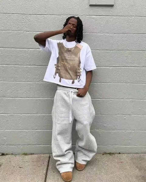 Adidas Originals Track Pants Gray with White Stripes Sweatpants - 6