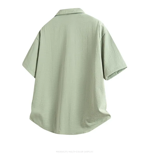 Design Oversized Short-Sleeve Shirt Beige Tops Shirt - 13