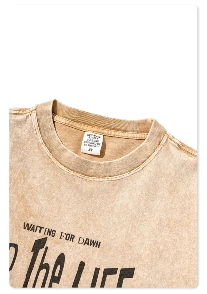 Design Long Sleeve Washed Denim T-Shirt Medium Gray - 31