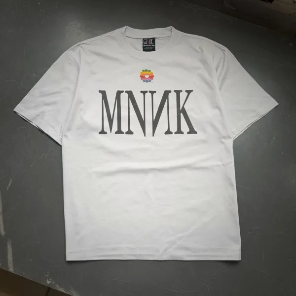 Design MNK Rainbow Flower Logo T-Shirt White T-Shirts - 1