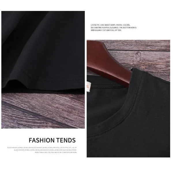 Design SHENG YA LUO Graphic Print Black T-Shirt - 11