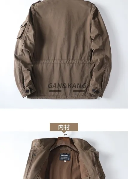 Design Gan & Kang Military-Style Field Jacket Olive Green Jacket Outerwear Jacket - 7