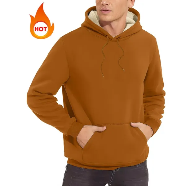 Design Fleece-Lined Hoodie Rust Brown - 1