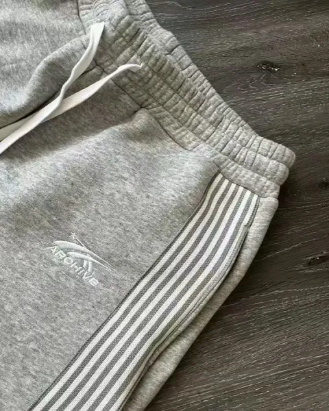 Adidas Originals Track Pants Gray with White Stripes Sweatpants - 7