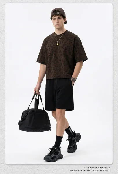Design Beingmove Leopard Print Oversized T-Shirt Gray T-Shirts - 17