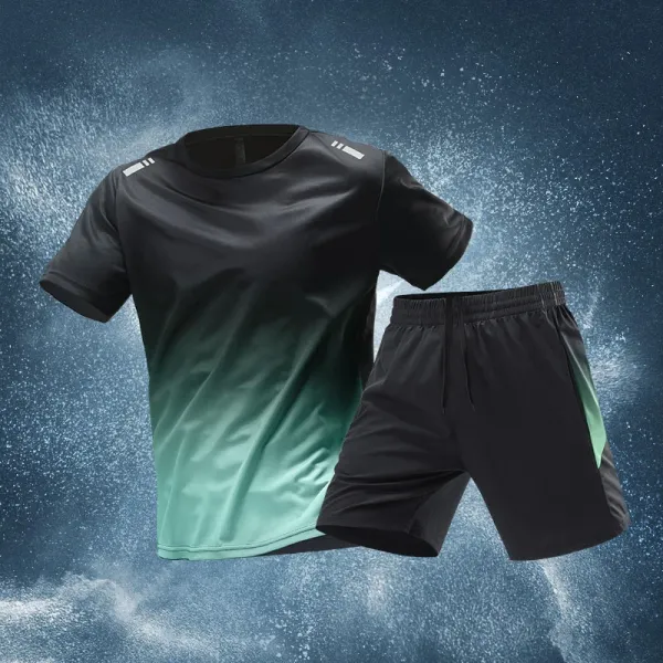 Design Gradient Fade Performance Set Black Green Activewear - 1