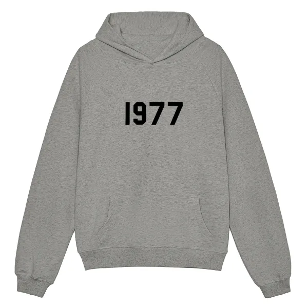 Design 1977 Graphic Hoodie Gray - 1