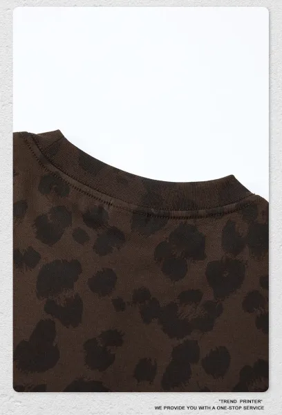 Design Beingmove Leopard Print Oversized T-Shirt Gray T-Shirts - 33