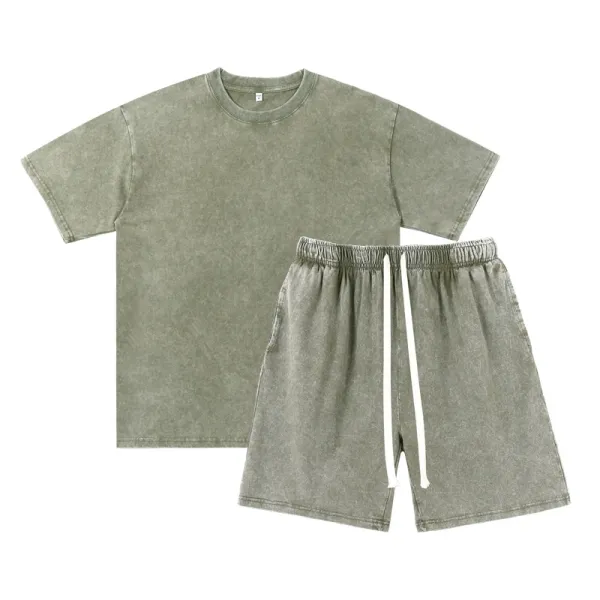 Design Acid Wash Olive Green Casual Set - 1