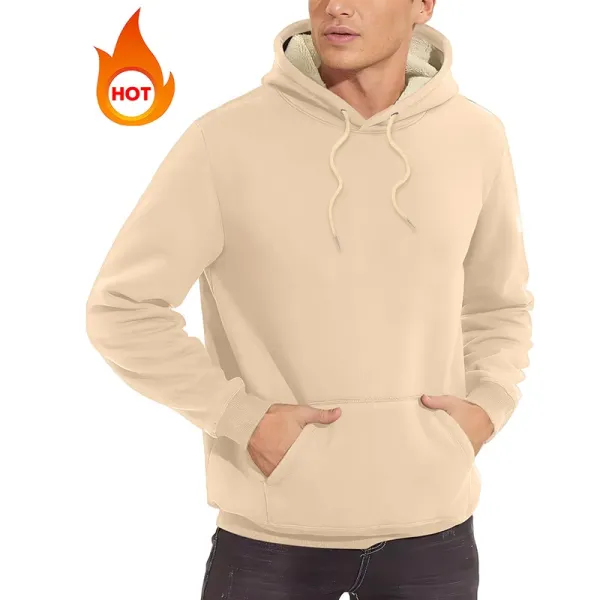 Design Fleece-Lined Hoodie Beige Hoodie - 1