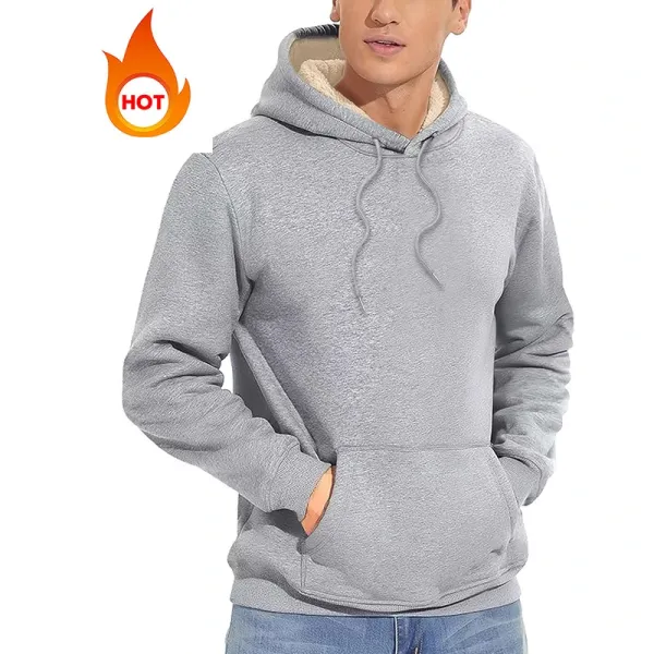 Design Fleece-Lined Hoodie Gray Hoodie - 1