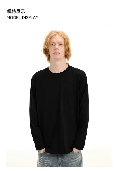 Design Long Sleeve Crew Neck T-Shirt White - 12