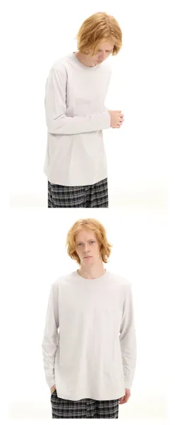 Design Long Sleeve Crew Neck T-Shirt White - 18