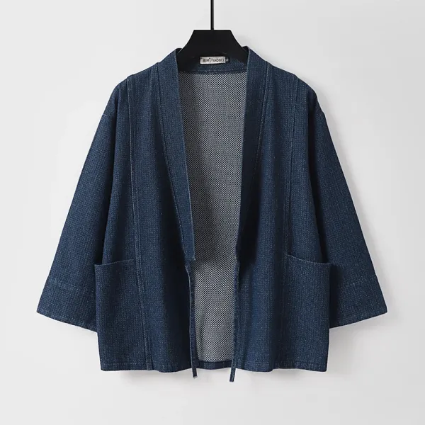 Design Haori Jacket Navy Blue Outerwear - 4