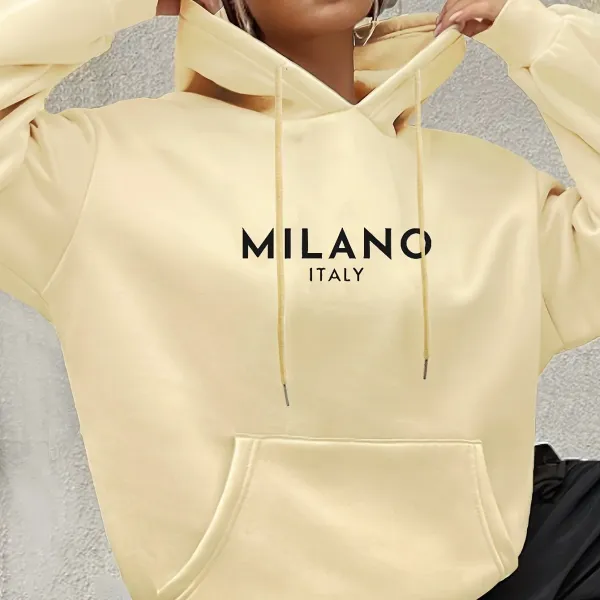 Design Milano Italy Hoodie Beige Hoodie - 1