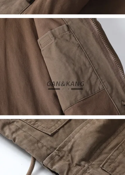 Design Gan & Kang Military-Style Field Jacket Olive Green Jacket Outerwear Jacket - 12