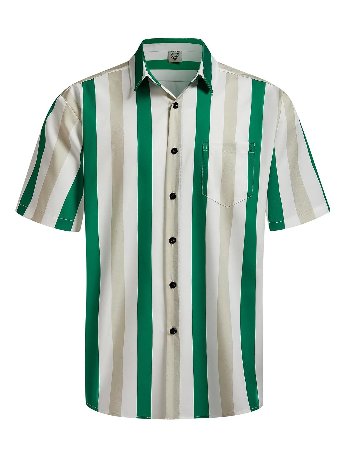Design Harddaddy Striped Short-Sleeve Button-Up Shirt White and Gray Shirt - 20