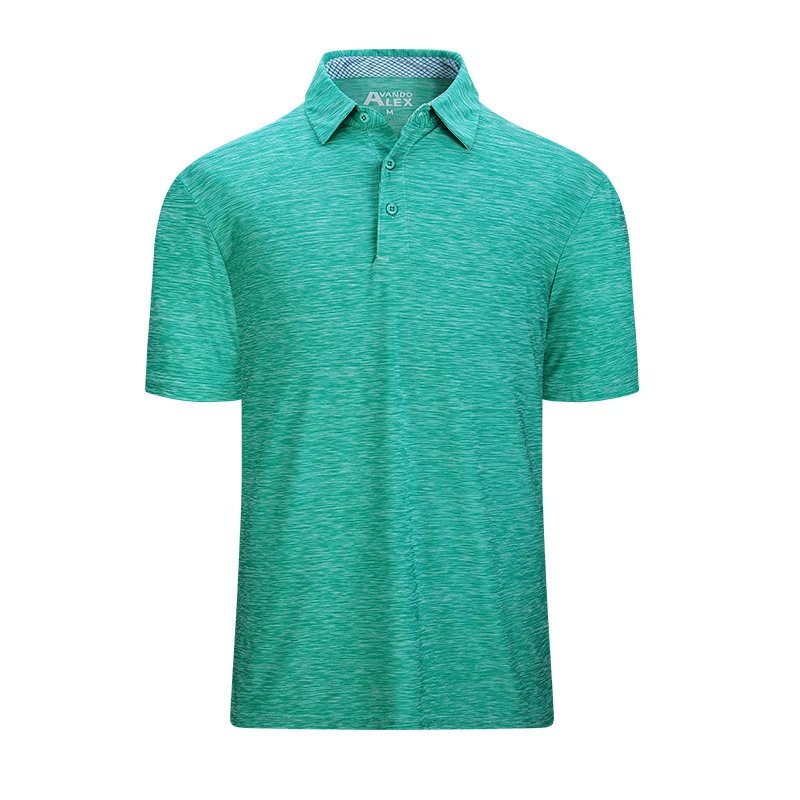 Design Avando Alex Heathered Green Polo Shirt Tops Polo - 1