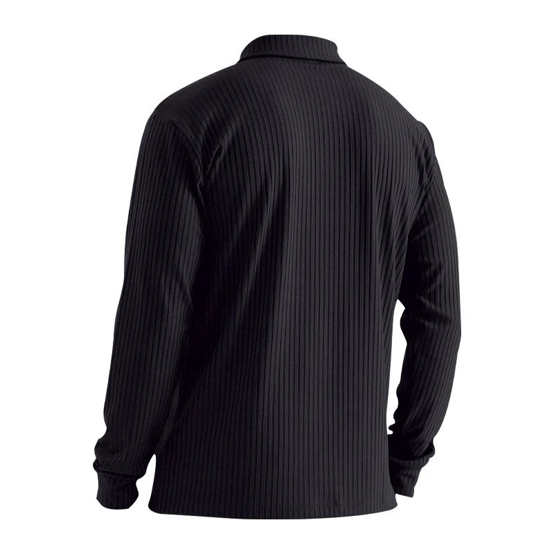 Design Long Sleeve Ribbed Polo Shirt White Tops Polo - 22