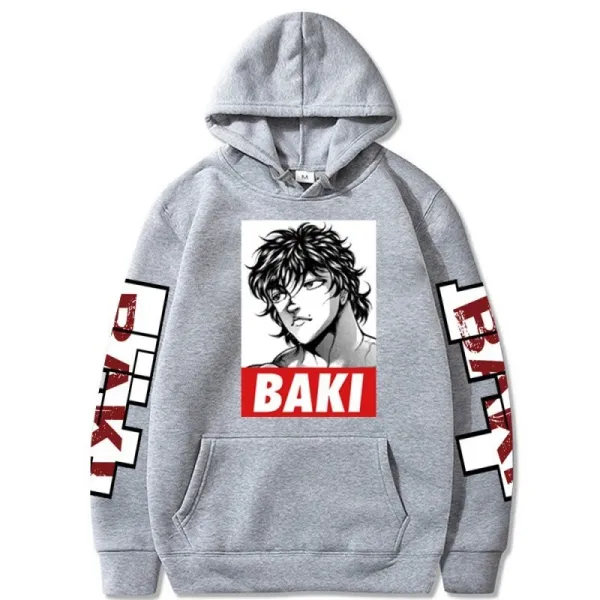 Design Baki Hoodie White Anime Graphic Print Hoodie - 12