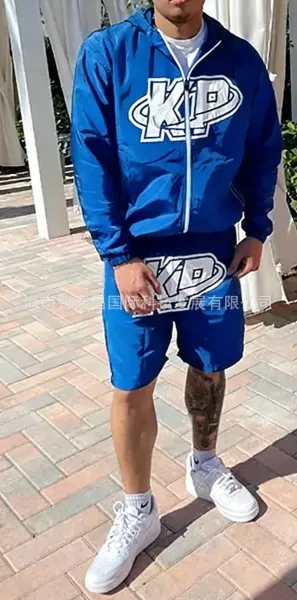 Design KP Logo Windbreaker Set Blue Tracksuit - 1