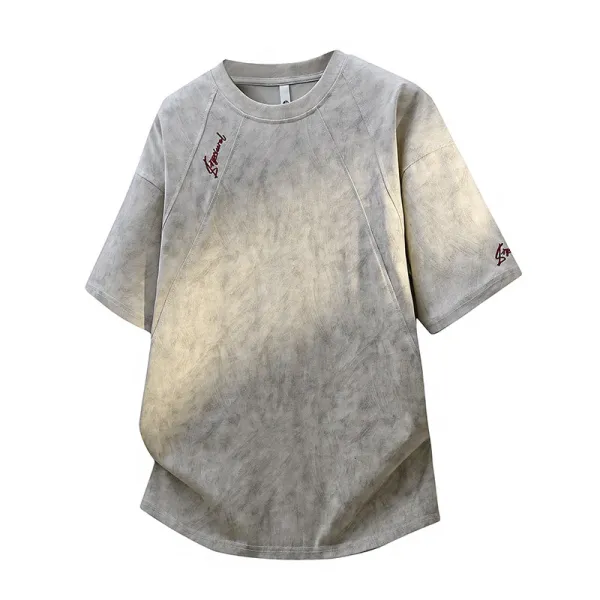 Design Acid Wash Gray Oversized T-Shirt - 1