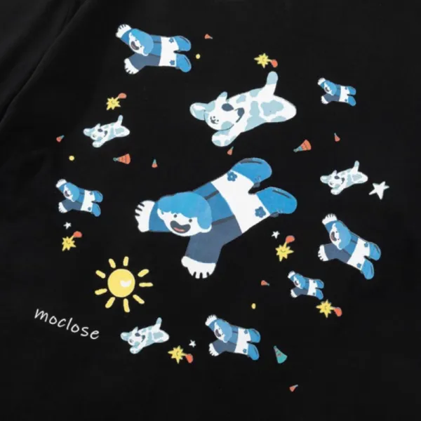 Design Moclose Cosmic Bear Print Black T-Shirt T-Shirts - 15