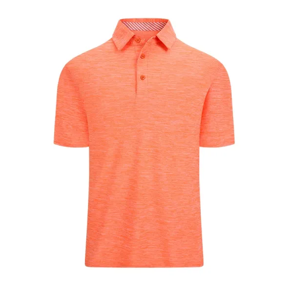 Design Solid Orange Heathered Polo Shirt Tops Polo - 1