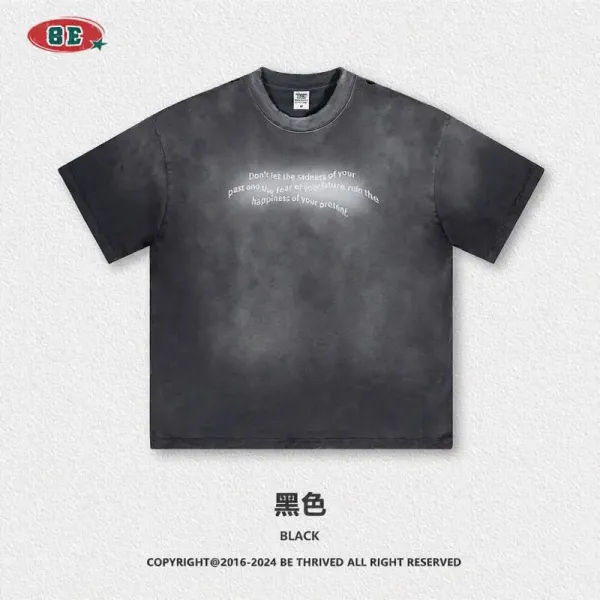 Design BE Thrived Washed Black Graphic T-Shirt T-Shirts - 1