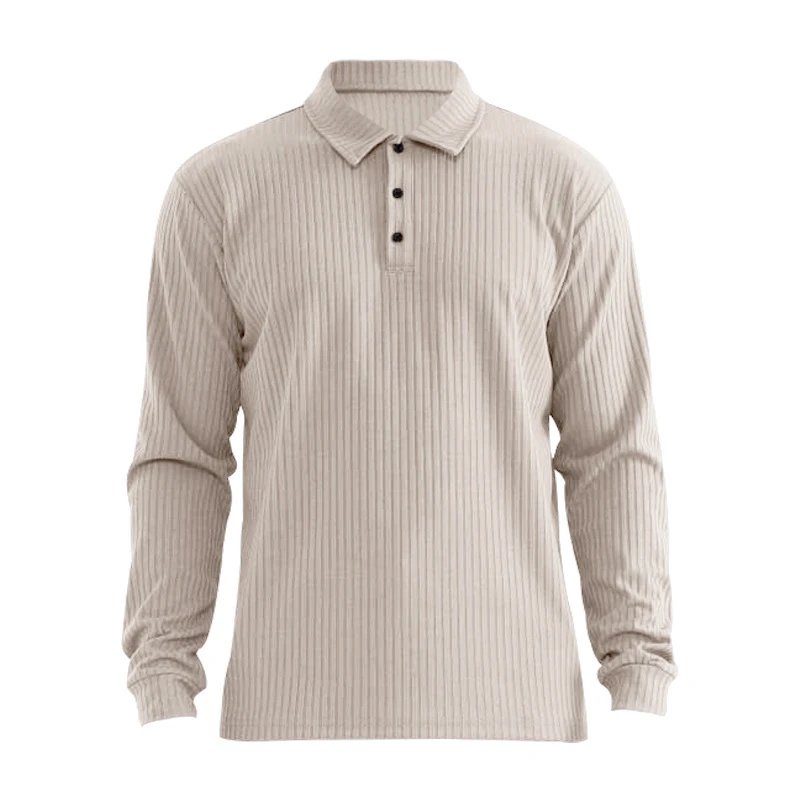 Design Long Sleeve Ribbed Polo Shirt White Tops Polo - 36