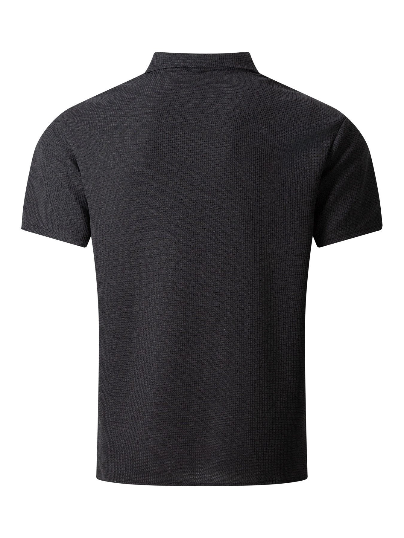 Design Color-Block Waffle Texture Short-Sleeve Shirt Burgundy / Gray - 11