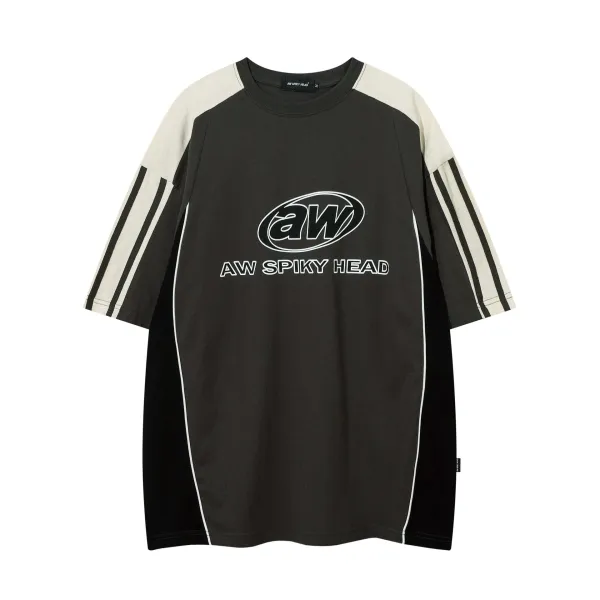 Design AW Spiky Head Oversized Raglan T-Shirt Black / Beige T-Shirts - 4