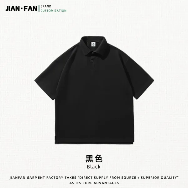 Design Jian-Fan Custom Polo Black Tops Polo - 1