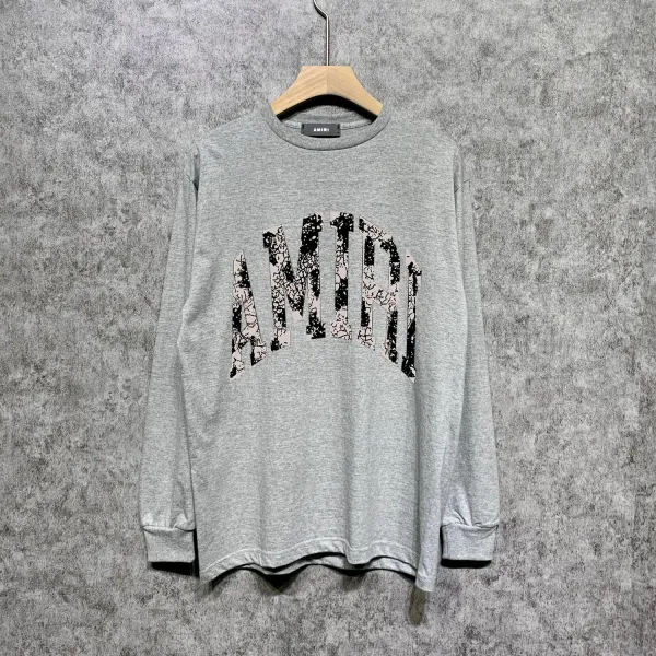 Amiri Arch Logo Distressed Gray Sweatshirt Sweater - 5