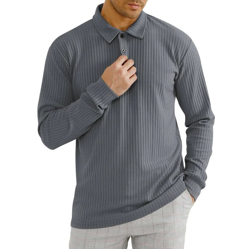 Design Long Sleeve Ribbed Polo Shirt White Tops Polo - 43