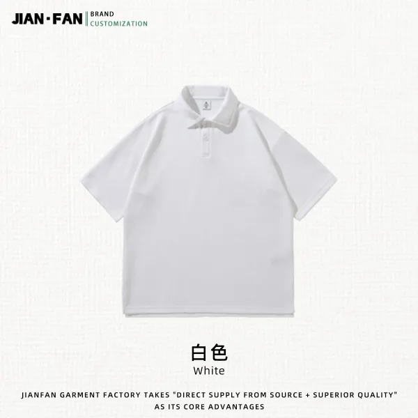 Design Jian-Fan Custom Polo White Tops Polo - 1