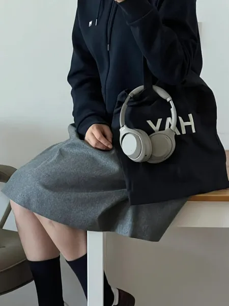 Design Zip-Up Hoodie Navy with White Logo - 8