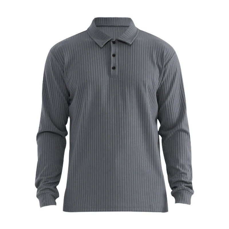 Design Long Sleeve Ribbed Polo Shirt White Tops Polo - 46
