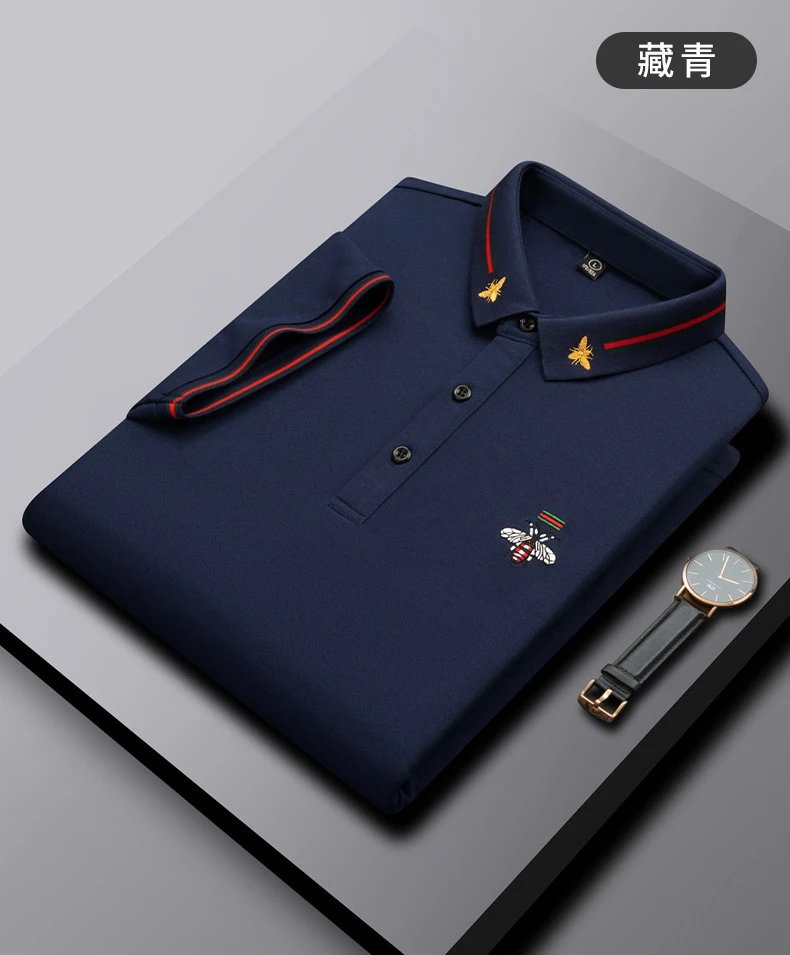 Design Bee Embroidered Polo Navy Blue Tops.polo - 20