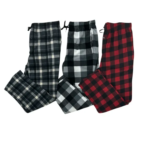 Design Plaid Flannel Pajama Pants in Charcoal, Gray-White, and Red-Black Sleepwear - 1
