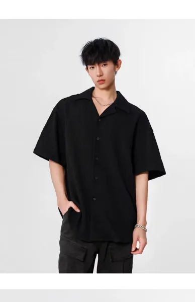 Design Short-Sleeve Crinkle Shirt White Tops Shirt - 11