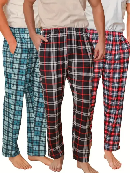 Design Plaid Flannel Pajama Pants in Charcoal, Gray-White, and Red-Black Sleepwear - 7