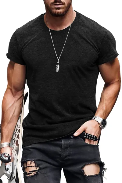 Design Basic Fit Army Green T-Shirt with Ripped Black Jeans - 18